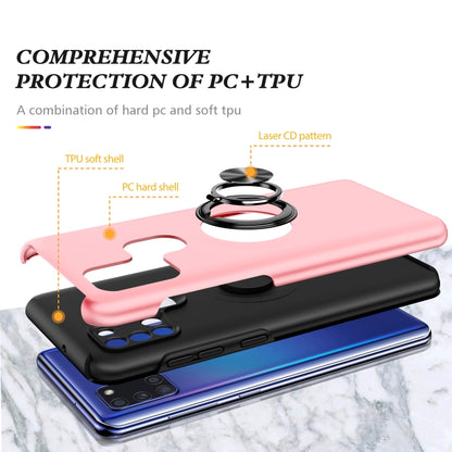 For Samsung Galaxy A21s PC + TPU Shockproof Magnetic Protective Case with Invisible Ring Holder(Rose Gold) by buy2fix