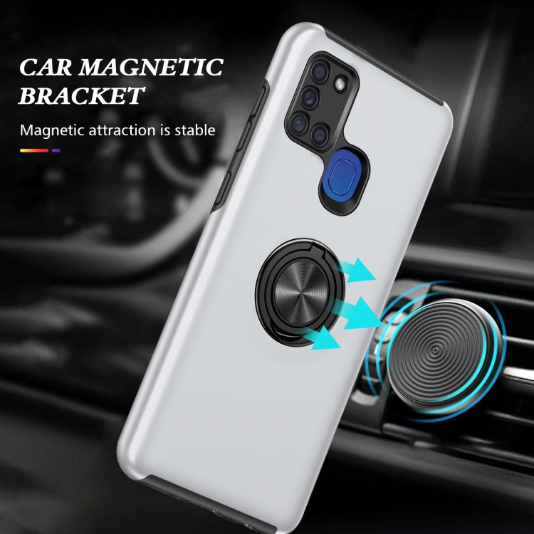For Samsung Galaxy A21s PC + TPU Shockproof Magnetic Protective Case with Invisible Ring Holder(Silver) by buy2fix