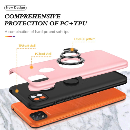 For Xiaomi Redmi 9C PC + TPU Shockproof Magnetic Protective Case with Invisible Ring Holder(Rose Gold) by buy2fix