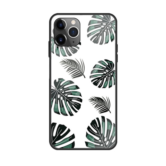 For iPhone 11 Colorful Painted Glass Case(Banana Leaf) by buy2fix