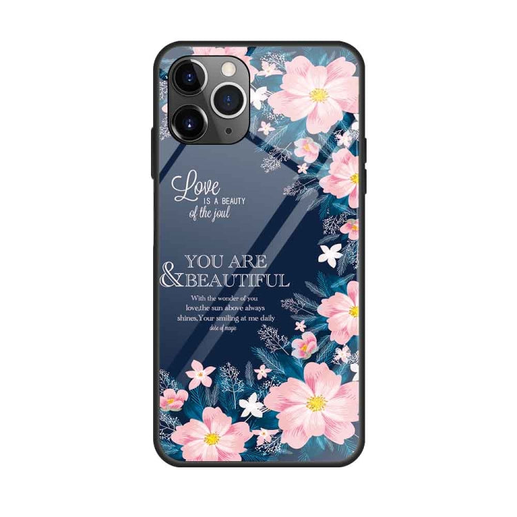 For iPhone 11 Colorful Painted Glass Case(Flower) by buy2fix