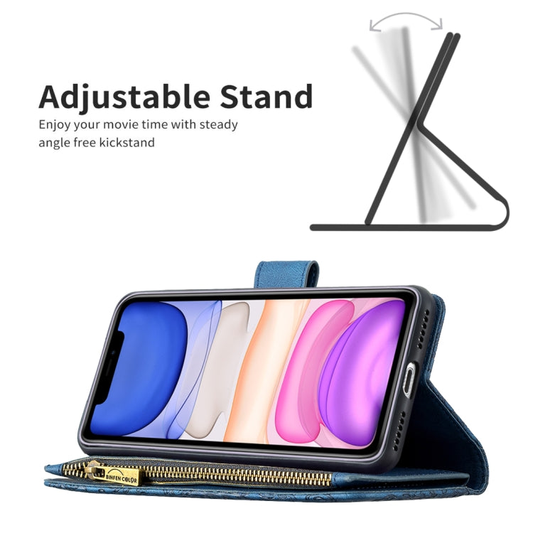 For iPhone 11 Flying Butterfly Embossing Pattern Zipper Horizontal Flip Leather Case with Holder & Card Slots & Wallet(Blue) by buy2fix
