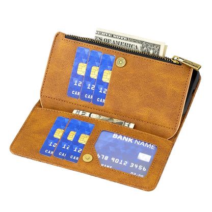 For iPhone 12 Pro Flying Butterfly Embossing Pattern Zipper Horizontal Flip Leather Case with Holder & Card Slots & Wallet(Brown) by buy2fix