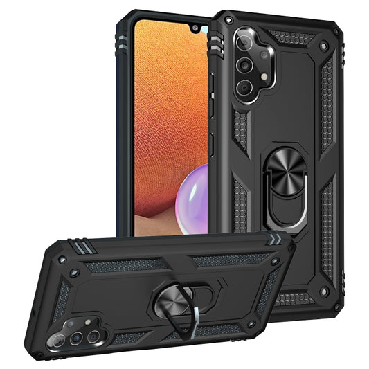 For Samsung Galaxy A32 4G Shockproof TPU + PC Protective Case with 360 Degree Rotating Holder(Black) by buy2fix