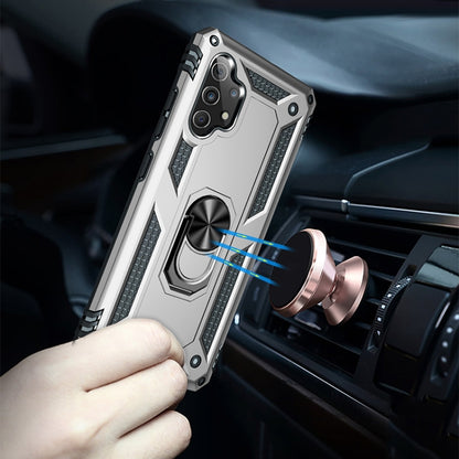 For Samsung Galaxy A32 4G Shockproof TPU + PC Protective Case with 360 Degree Rotating Holder(Silver) by buy2fix