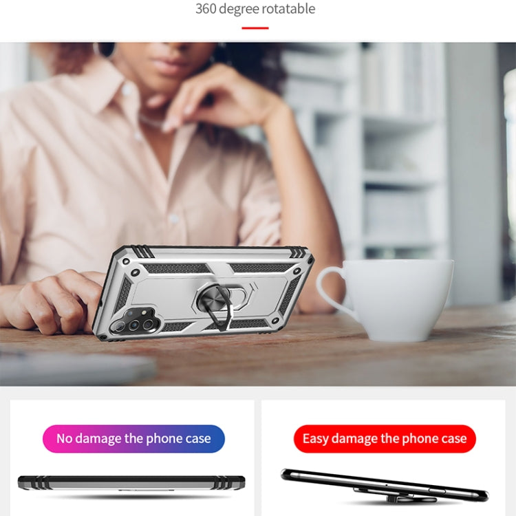 For Samsung Galaxy A32 4G Shockproof TPU + PC Protective Case with 360 Degree Rotating Holder(Silver) by buy2fix