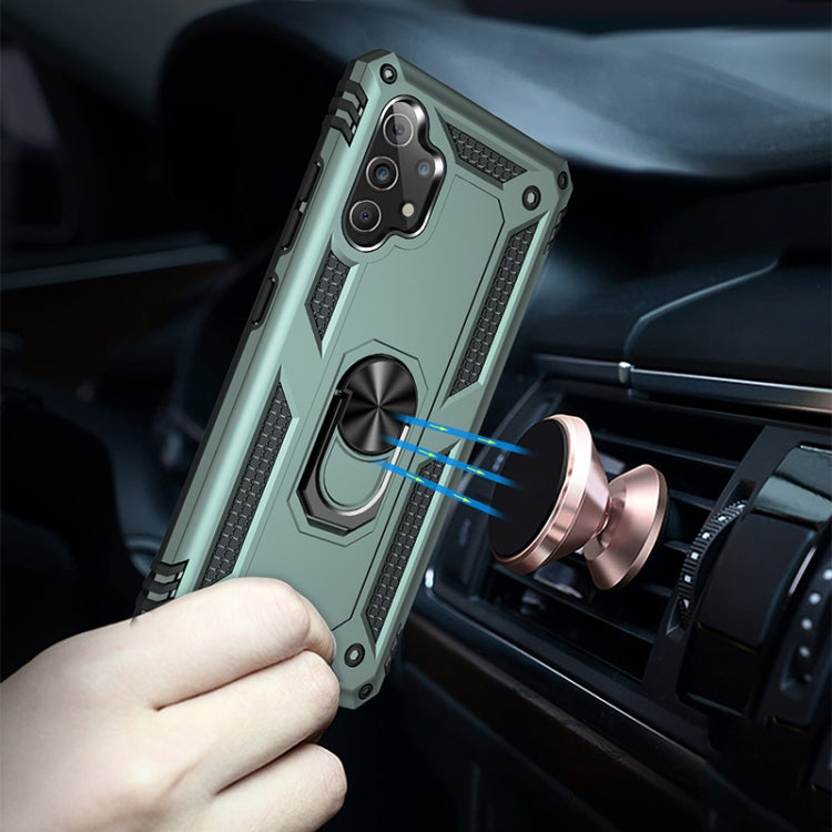 For Samsung Galaxy A32 4G Shockproof TPU + PC Protective Case with 360 Degree Rotating Holder(Green) by buy2fix