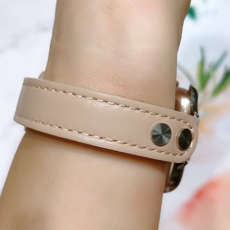 Double Nail Leather Watch Band For Apple Watch Series 7 41mm / 6 & SE & 5 & 4 40mm / 3 & 2 & 1 38mm(Grey) by buy2fix
