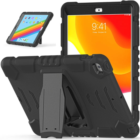 For iPad 10.2 2021 / 2020 / 2019 3-Layer Protection Screen Frame + PC + Silicone Shockproof Combination Case with Holder(Black+Black) by buy2fix