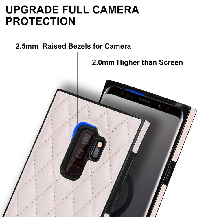 For Samsung Galaxy S9+ Elegant Rhombic Pattern Microfiber Leather +TPU Shockproof Case with Crossbody Strap Chain(Pink) by buy2fix