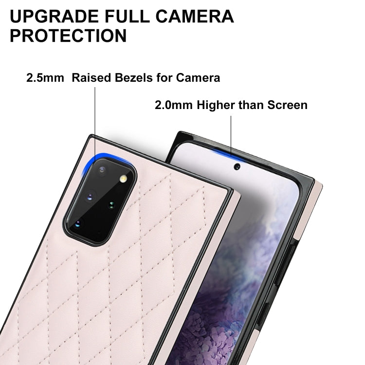 For Samsung Galaxy S20 Elegant Rhombic Pattern Microfiber Leather +TPU Shockproof Case with Crossbody Strap Chain(Pink) by buy2fix