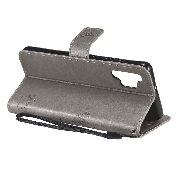 For Samsung Galaxy A32 4G Tree & Cat Pattern Pressed Printing Horizontal Flip PU Leather Case with Holder & Card Slots & Wallet & Lanyard(Gray) by buy2fix