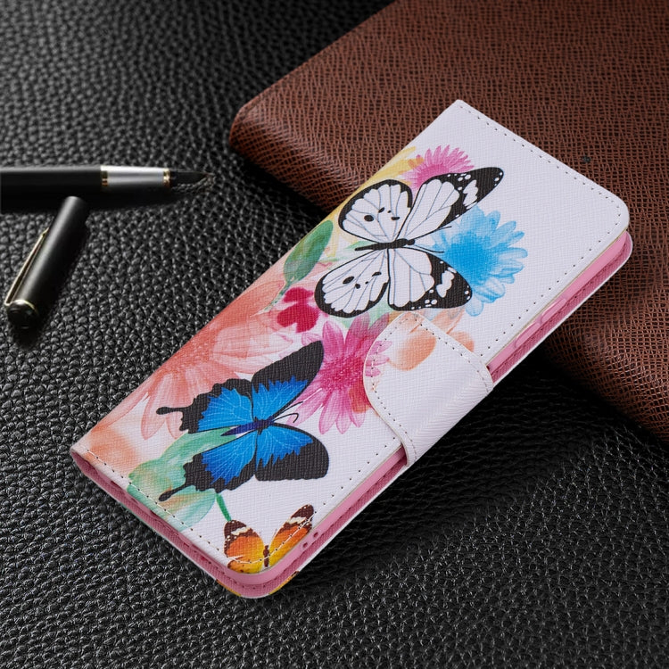 For Samsung Galaxy A22 5G Colored Drawing Pattern Horizontal Flip Leather Case with Holder & Card Slots & Wallet(Butterflies) by buy2fix