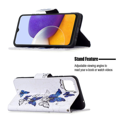 For Samsung Galaxy A22 5G Colored Drawing Horizontal Flip Leather Case with Holder & Card Slots & Wallet(Butterflies) by buy2fix