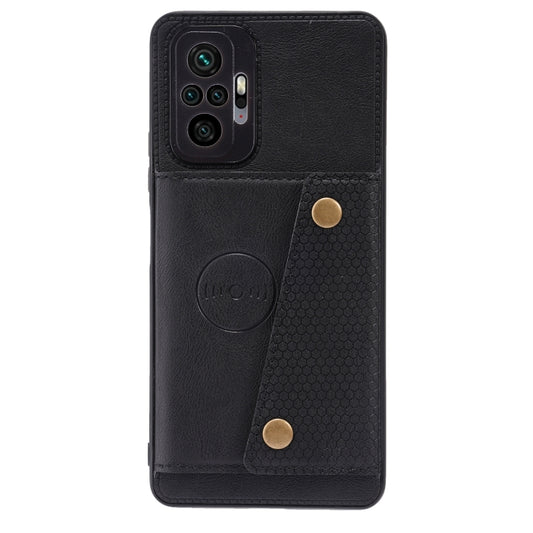 For Xiaomi Redmi Note 10 Pro Max Double Buckle PU + TPU Shockproof Magnetic Protective Case with Card Slot & Holder(Black) by buy2fix