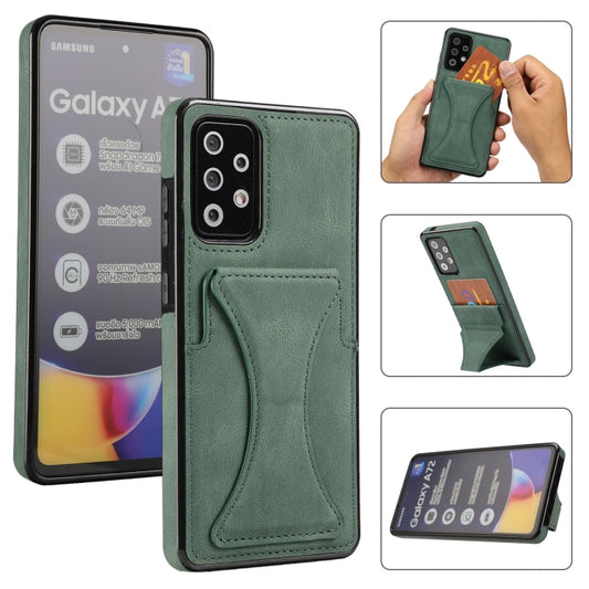 For Samsung Galaxy A52 5G / 4G Ultra-thin Shockproof Protective Case with Holder & Metal Magnetic Function(Green) by buy2fix