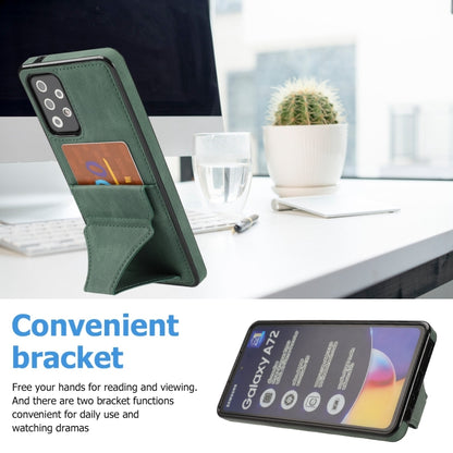 For Samsung Galaxy A52 5G / 4G Ultra-thin Shockproof Protective Case with Holder & Metal Magnetic Function(Green) by buy2fix