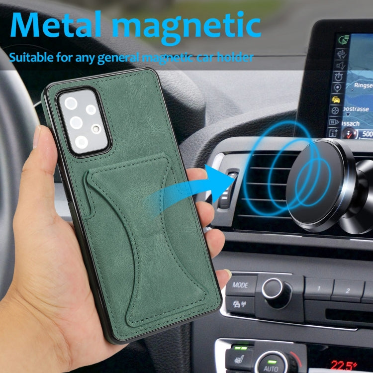 For Samsung Galaxy A52 5G / 4G Ultra-thin Shockproof Protective Case with Holder & Metal Magnetic Function(Green) by buy2fix