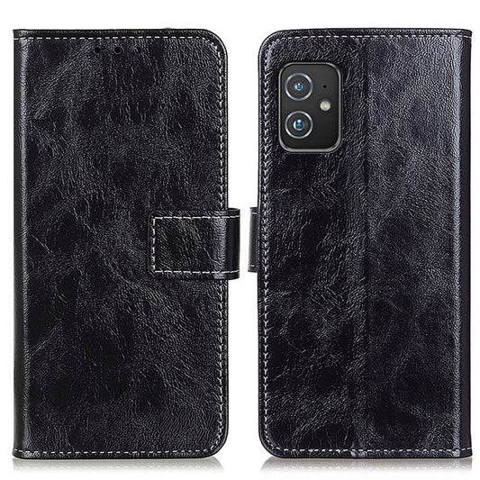For Asus Zenfone 8 Retro Crazy Horse Texture Horizontal Flip Leather Case with Holder & Card Slots & Photo Frame & Wallet(Black) by buy2fix