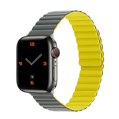 Silicone Magnetic Watch Band For Apple Watch Series 7 45mm / 6 & SE & 5 & 4 44mm / 3 & 2 & 1 42mm(Grey+Orange) by buy2fix
