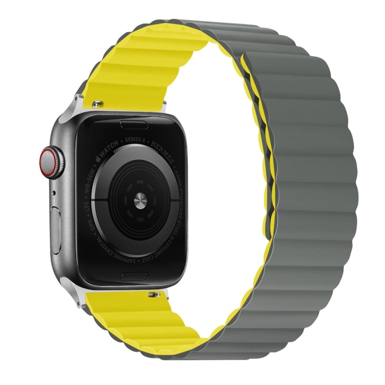 Silicone Magnetic Watch Band For Apple Watch Series 7 45mm / 6 & SE & 5 & 4 44mm / 3 & 2 & 1 42mm(Grey+Orange) by buy2fix