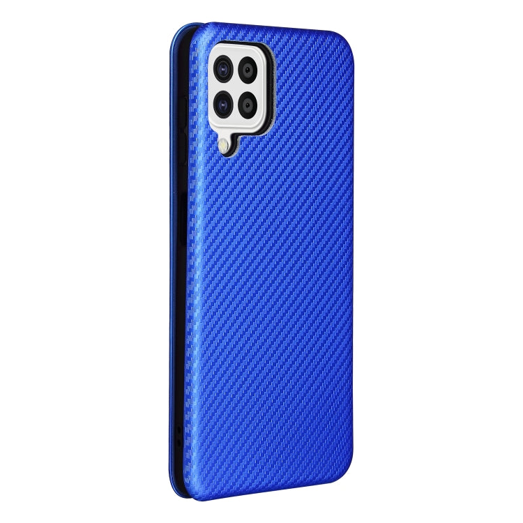 For Samsung Galaxy A22 4G Carbon Fiber Texture Horizontal Flip TPU + PC + PU Leather Case with Card Slot(Blue) by buy2fix