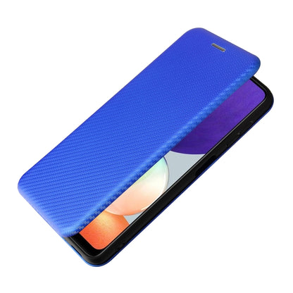 For Samsung Galaxy A22 4G Carbon Fiber Texture Horizontal Flip TPU + PC + PU Leather Case with Card Slot(Blue) by buy2fix