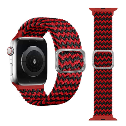 Buckle Braided Elastic Strap Watch Band For Apple Watch Series 7 45mm / 6 & SE & 5 & 4 44mm / 3 & 2 & 1 42mm(Wave Red Black) by buy2fix