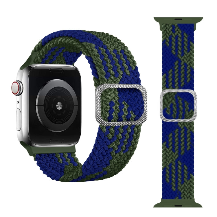 Buckle Braided Elastic Strap Watch Band For Apple Watch Series 7 45mm / 6 & SE & 5 & 4 44mm / 3 & 2 & 1 42mm(Blue Between Green) by buy2fix