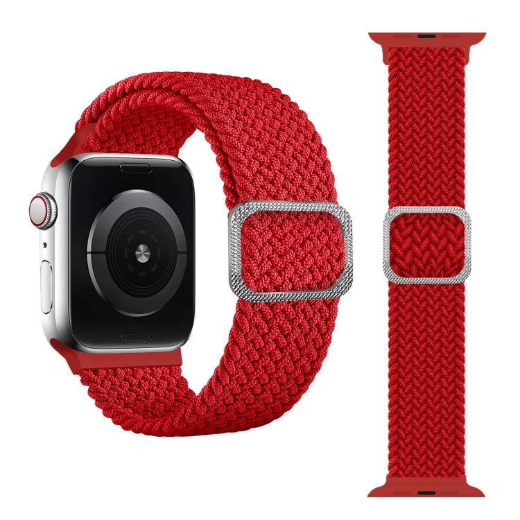 Buckle Braided Elastic Strap Watch Band For Apple Watch Series 7 45mm / 6 & SE & 5 & 4 44mm / 3 & 2 & 1 42mm(Red) by buy2fix