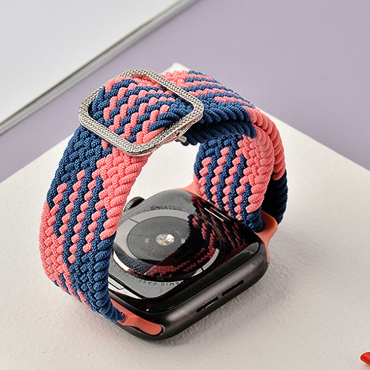 Buckle Braided Elastic Strap Watch Band For Apple Watch Series 7 45mm / 6 & SE & 5 & 4 44mm / 3 & 2 & 1 42mm(Red Between Black) by buy2fix