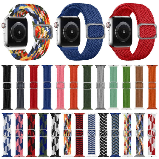Buckle Braided Elastic Strap Watch Band For Apple Watch Series 9&8&7 41mm / SE 3&SE 2&6&SE&5&4 40mm / 3&2&1 38mm(Rainbow Color) by buy2fix