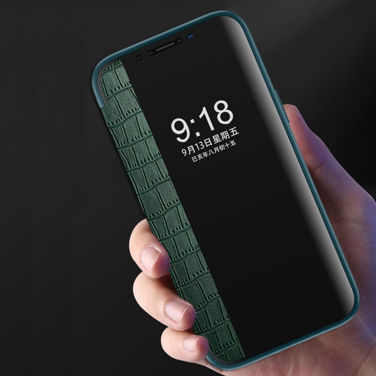 Crocodile Texture Display Window Horizontal Flip Leather Case For iPhone 11(Black) by buy2fix