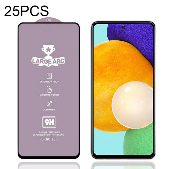 For Samsung Galaxy A52 4G 25 PCS 9H HD Large Arc High Alumina Full Screen Tempered Glass Film