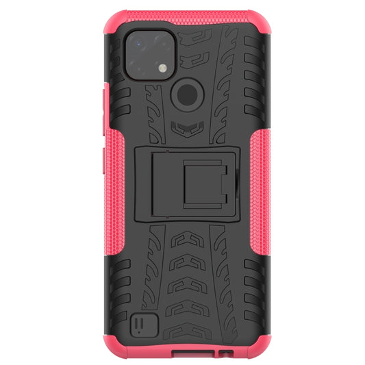 For OPPO Realme C21 / C20 Tire Texture Shockproof TPU+PC Protective Case with Holder(Pink) by buy2fix