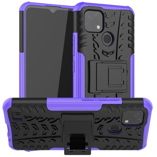For OPPO Realme C21 / C20 Tire Texture Shockproof TPU+PC Protective Case with Holder(Purple) by buy2fix