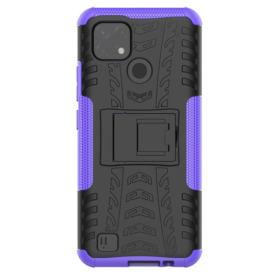 For OPPO Realme C21 / C20 Tire Texture Shockproof TPU+PC Protective Case with Holder(Purple) by buy2fix
