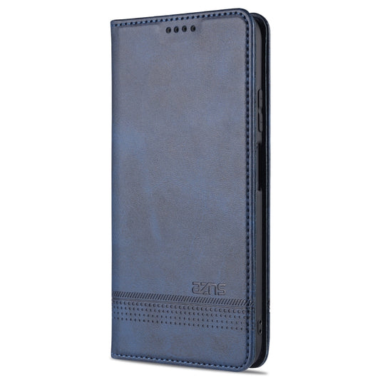For Xiaomi Redmi Note 10 5G AZNS Magnetic Calf Texture Horizontal Flip Leather Case with Card Slots & Holder & Wallet(Dark Blue) by AZNS