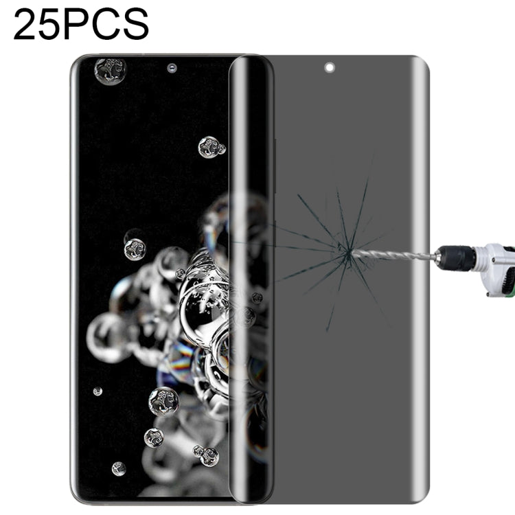For Samsung Galaxy S20 Ultra 25pcs 0.3mm 9H Surface Hardness 3D Curved Surface Privacy Glass Film by buy2fix