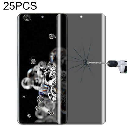For Samsung Galaxy S20 Ultra 25pcs 0.3mm 9H Surface Hardness 3D Curved Surface Privacy Glass Film by buy2fix