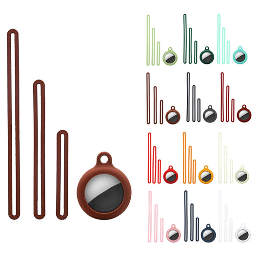 Silicone Shockproof Protective Cover Case with 3 Lanyards For AirTag(Yellow) by buy2fix