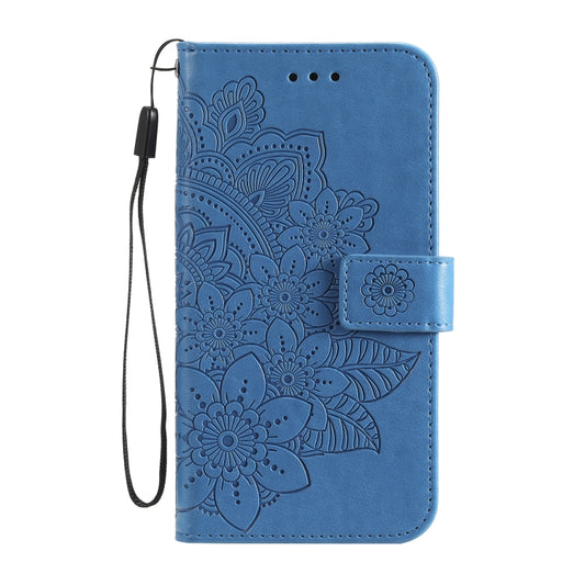 For OPPO A92s / Reno4 Z / A72 5G / A73 5G / A53 5G 7-petal Flowers Embossing Pattern Horizontal Flip PU Leather Case with Holder & Card Slots & Wallet & Photo Frame(Blue) by buy2fix