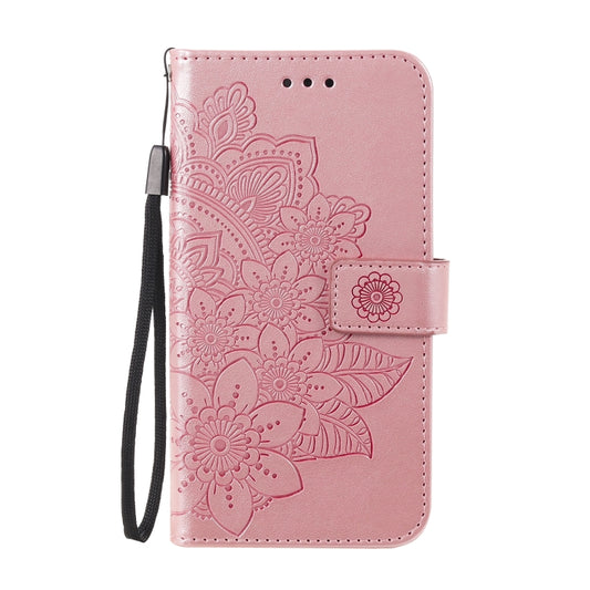 For OPPO A93 5G / A74 5G / A54 5G 7-petal Flowers Embossing Pattern Horizontal Flip PU Leather Case with Holder & Card Slots & Wallet & Photo Frame(Rose Gold) by buy2fix