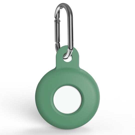 Anti-scratch Silicone Shockproof Protective Cover Case with Carabiner For AirTag 2nd Gen / AirTag 1st Gen(Pine Needle Green)