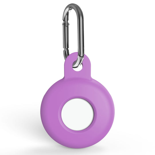 Anti-scratch Silicone Shockproof Protective Cover Case with Carabiner For AirTag 2nd Gen / AirTag 1st Gen(Purple)