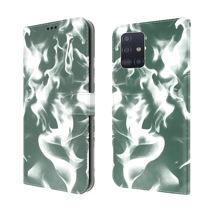 For Samsung Galaxy A51 4G Cloud Fog Pattern Horizontal Flip Leather Case with Holder & Card Slot & Wallet(Dark Green) by buy2fix