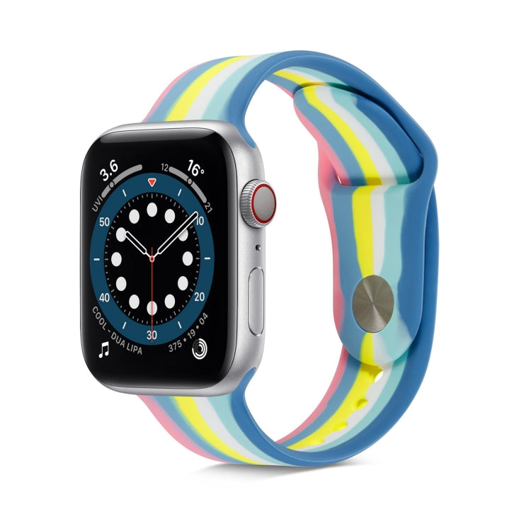 Rainbow Silicone Strap Watch Band For Apple Watch Series 9&8&7 41mm / SE 3&SE 2&6&SE&5&4 40mm / 3&2&1 38mm(5) by buy2fix