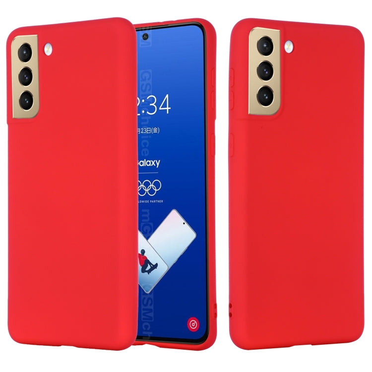 For Samsung Galaxy S21 FE 5G Pure Color Liquid Silicone Shockproof Full Coverage Case(Red) by buy2fix