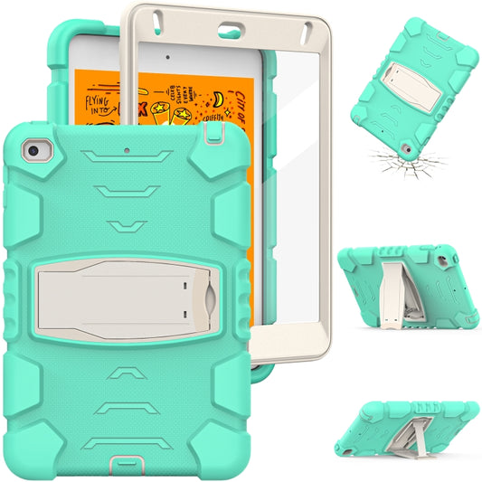 3-Layer Protection Screen Frame + PC + Silicone Shockproof Combination Case with Holder For iPad mini 5 / 4(Mint Green) by buy2fix