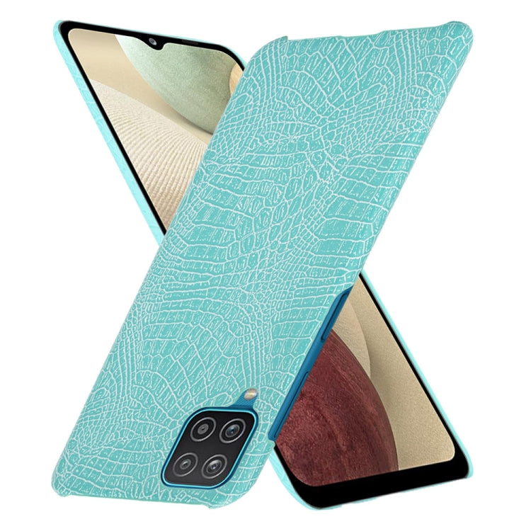 For Samsung Galaxy A22 4G Shockproof Crocodile Texture PC + PU Case(Light Green) by buy2fix